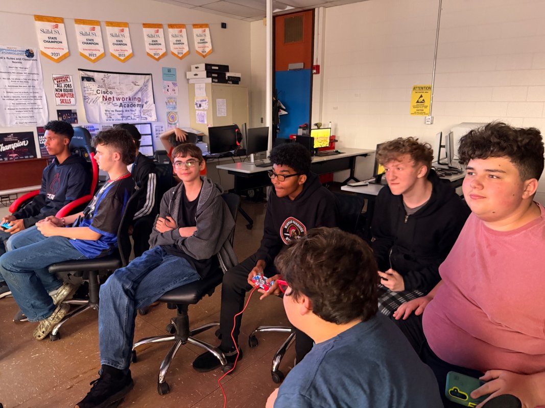 Students participating in esports together